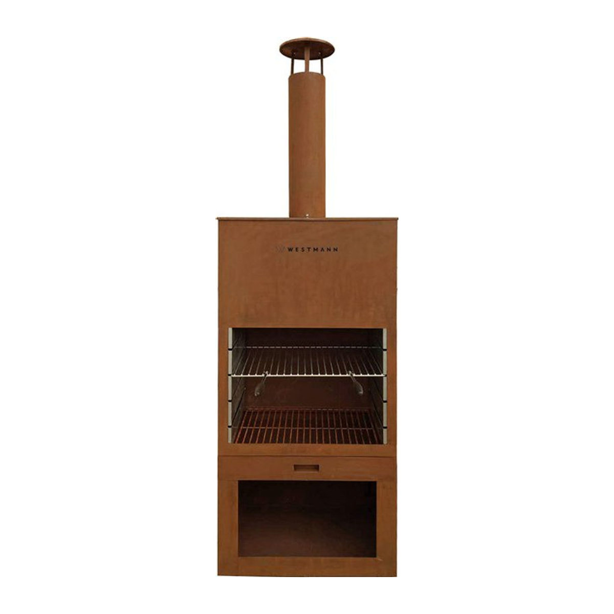 Westmann Grill und Gartenkamin aus Stahl in Braun und Rost Optik, B/H/T: 70 x 229 x 41 cm - Bild 1