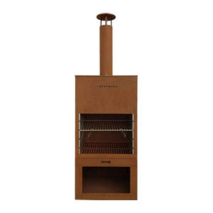 Westmann Grill und Gartenkamin aus Stahl in Braun und Rost Optik, B/H/T: 70 x 229 x 41 cm