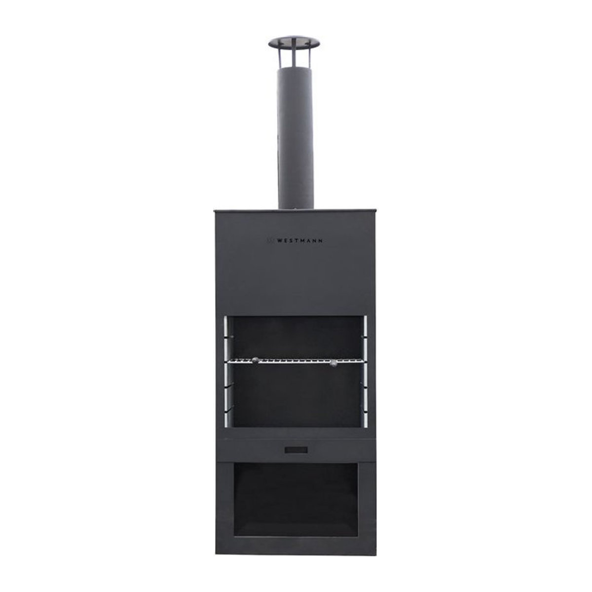 Westmann Grill und Gartenkamin aus Stahl in Schwarz, B/H/T: 70 x 229 x 41 cm - Bild 2