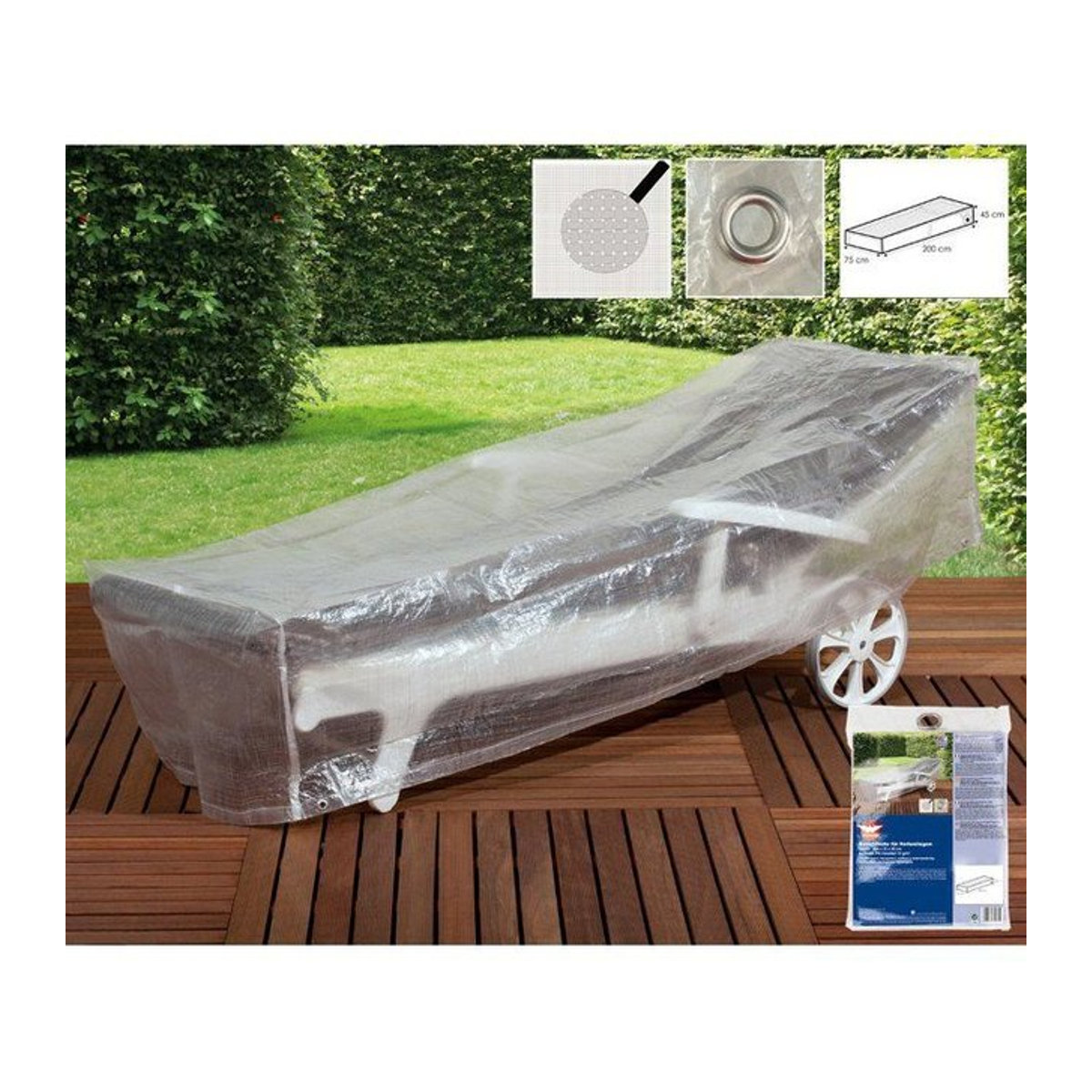Wetterbeständige Schutzhülle für Sonnenliegen von BONI-SHOP in Transparent, B/T/H: 200 x 75 x 45 cm - Bild 1