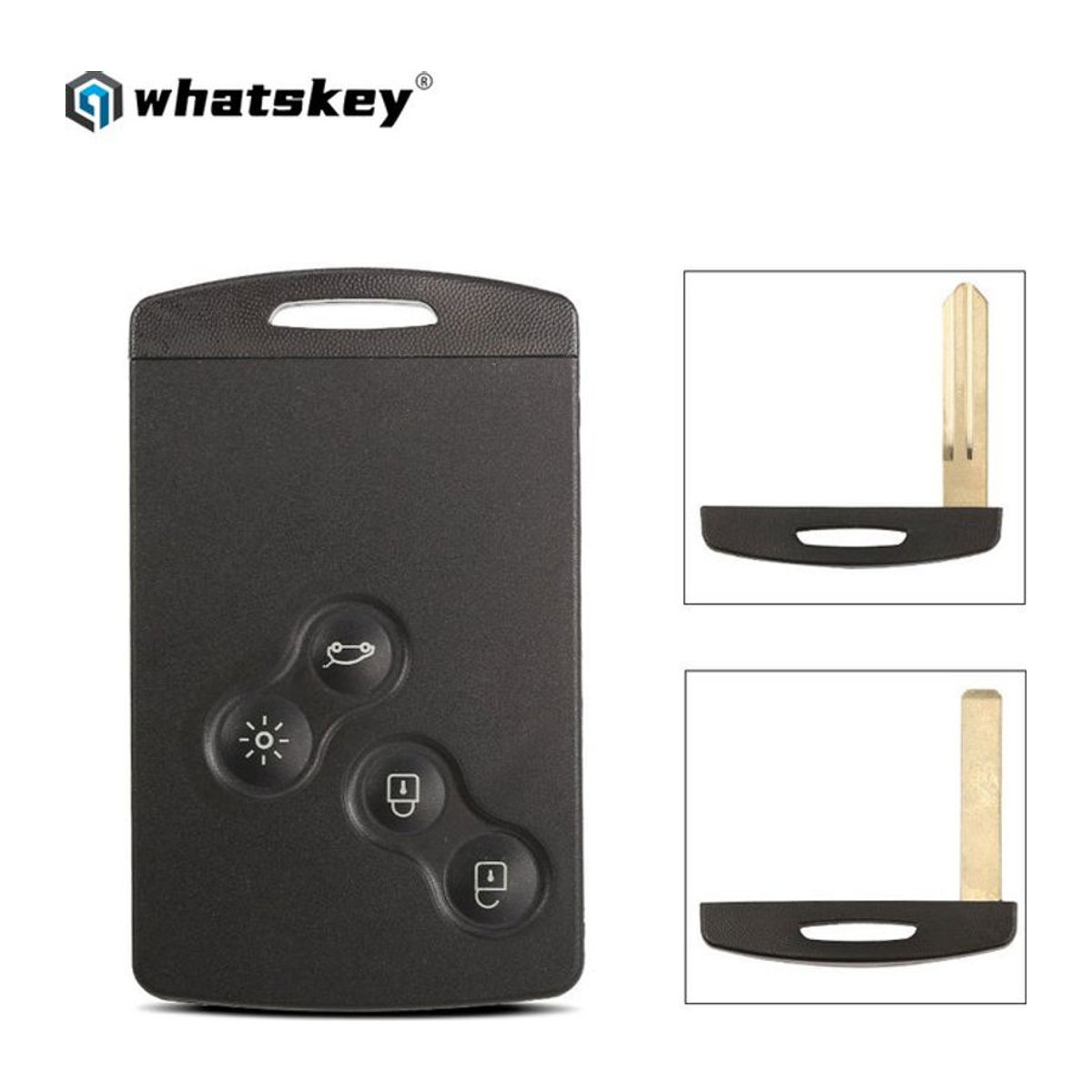 WhatsKey Smart Card Schlüsselhülle für Renault Laguna Koleos Megane Clio Fluence Scenic Captur in Schwarz mit 4 Tasten - Bild 1