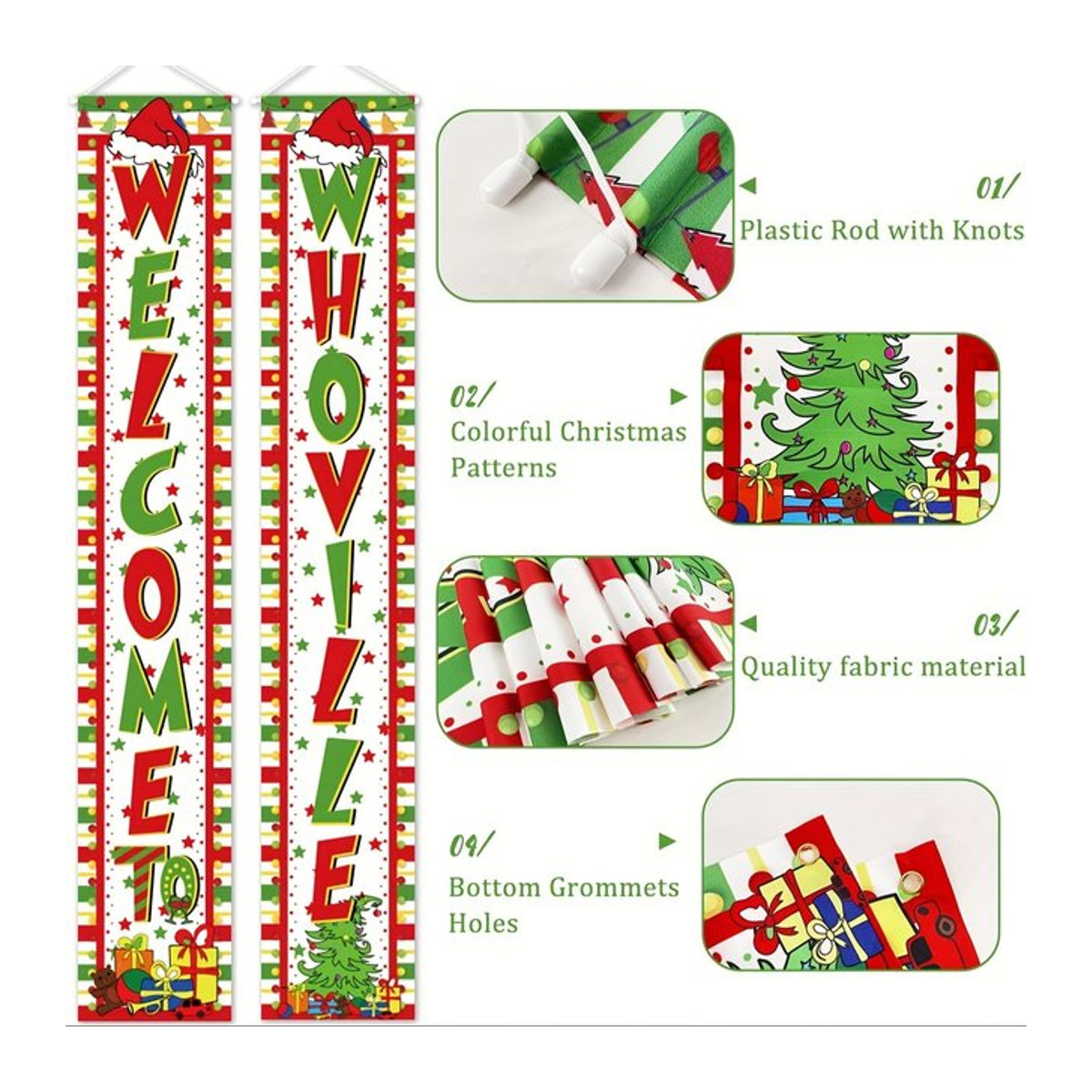 Whoville Weihnachts Dekoration Hanging Banner Willkommen zu Who Ville Multicolor - Bild 1