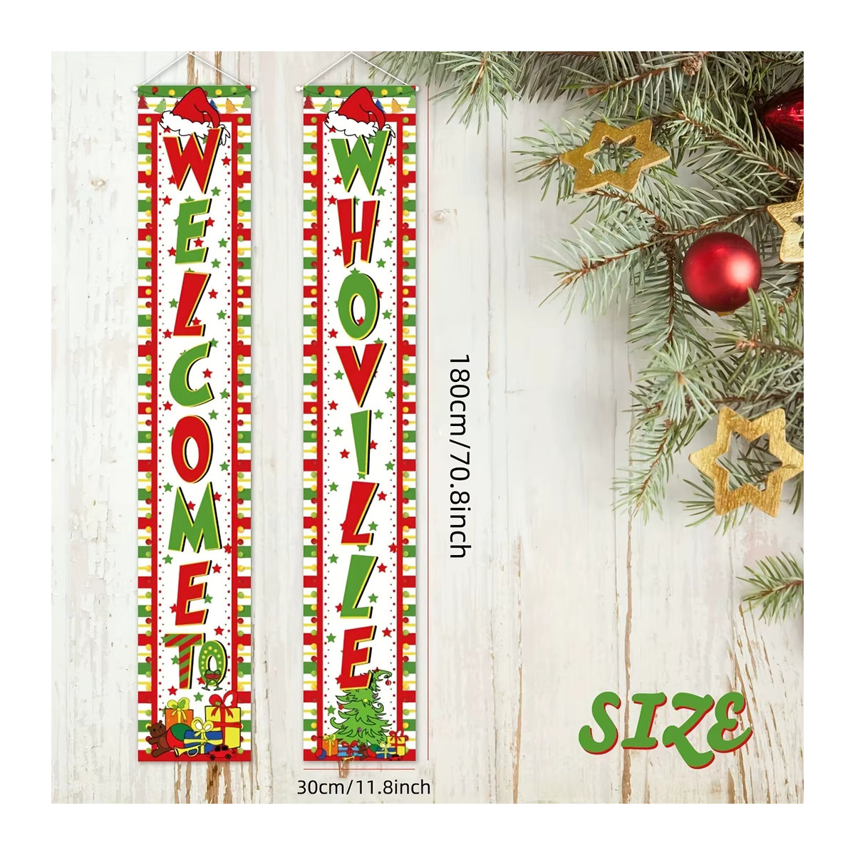 Whoville Weihnachts Dekoration Hanging Banner Willkommen zu Who Ville Multicolor - Bild 2