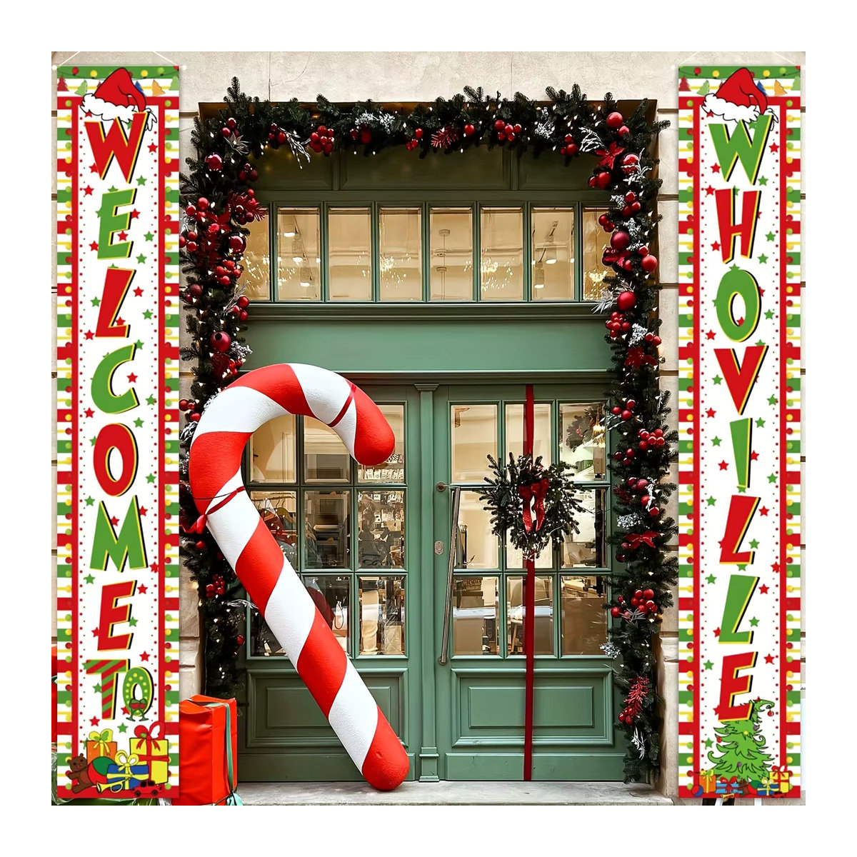 Whoville Weihnachts Dekoration Hanging Banner Willkommen zu Who Ville Multicolor - Bild 3