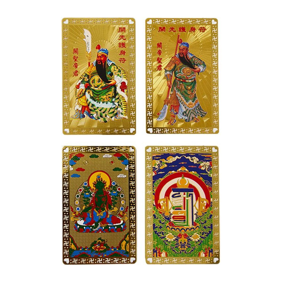 WHPHous Buddha Metallkarte in Gold mit Guan Gong Motiv als Glücksbringer und Amulett - Bild 1