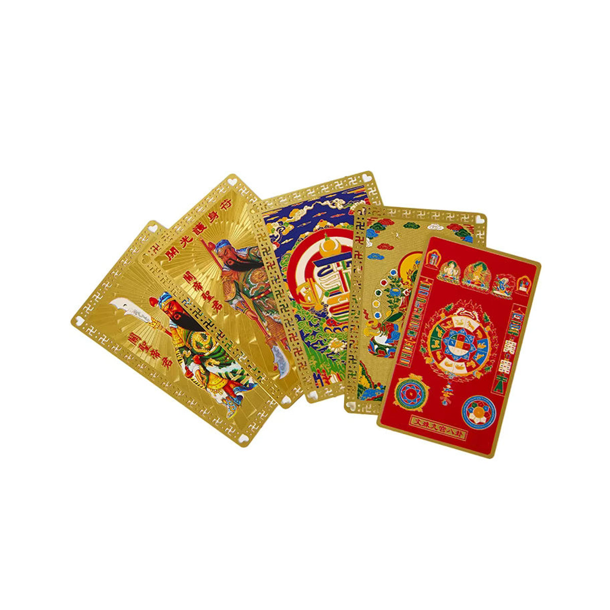 WHPHous Buddha Metallkarte in Gold mit Guan Gong Motiv als Glücksbringer und Amulett - Bild 2
