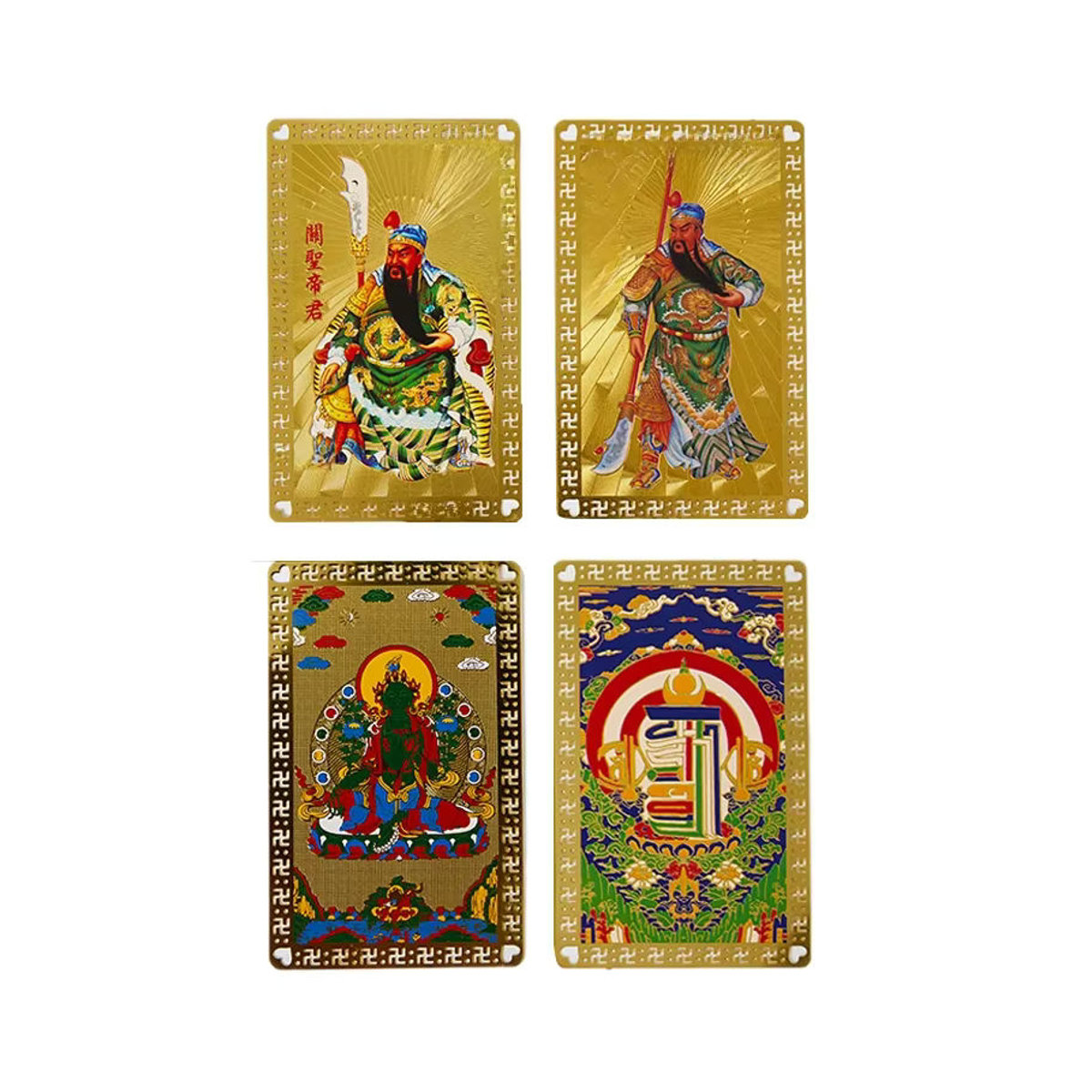 WHPHous Buddha Metallkarte in Gold mit Guan Gong Motiv als Glücksbringer und Amulett - Bild 6