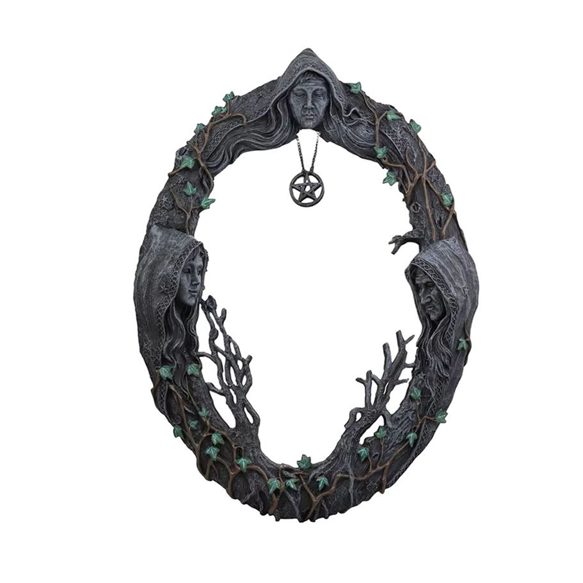 WHPHous Keltischer Mond Wandbehang mit Dreifacher Göttin und Pentagramm Amulett in Braun aus Kunstharz - Bild 2