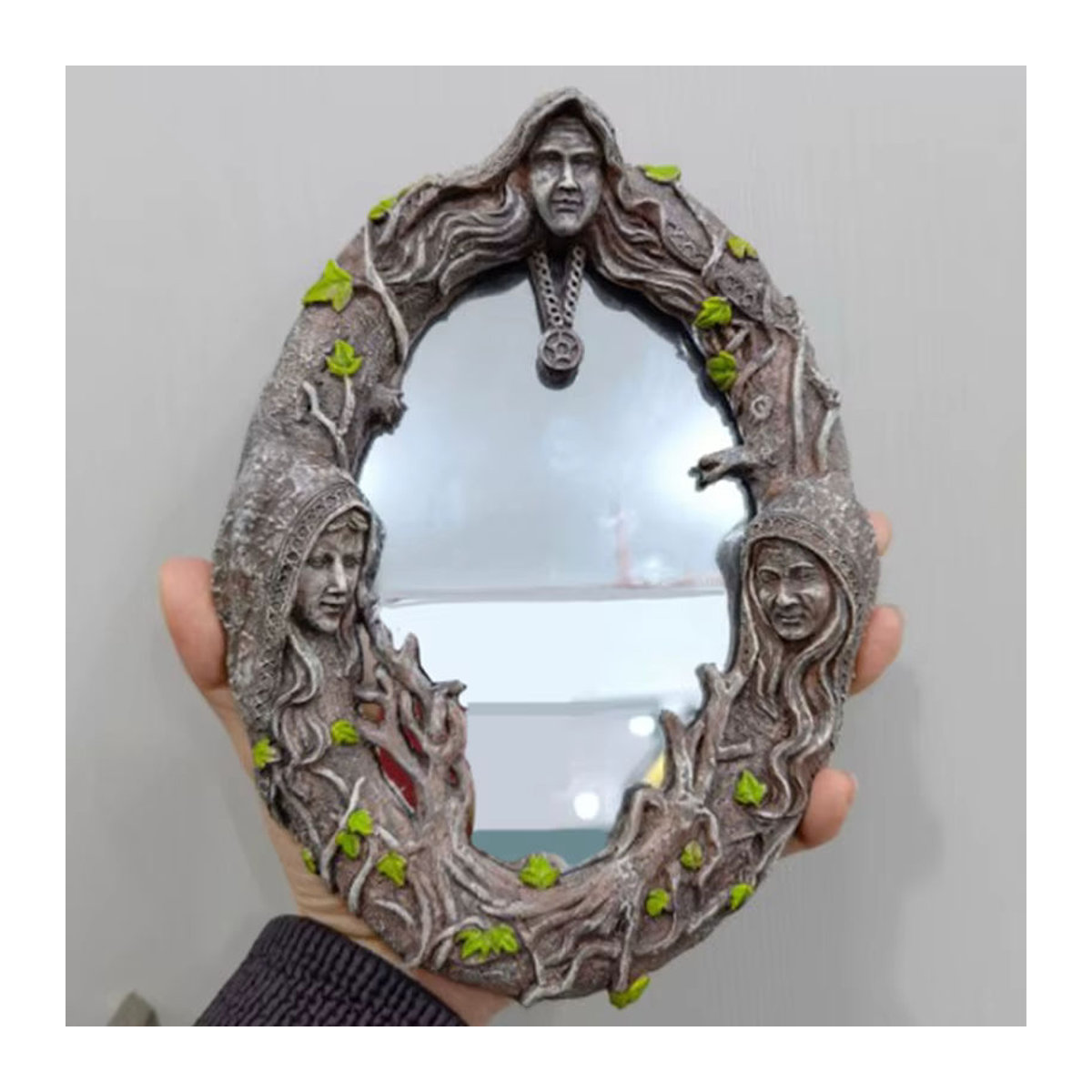WHPHous Keltischer Mond Wandbehang mit Dreifacher Göttin und Pentagramm Amulett in Braun aus Kunstharz - Bild 3