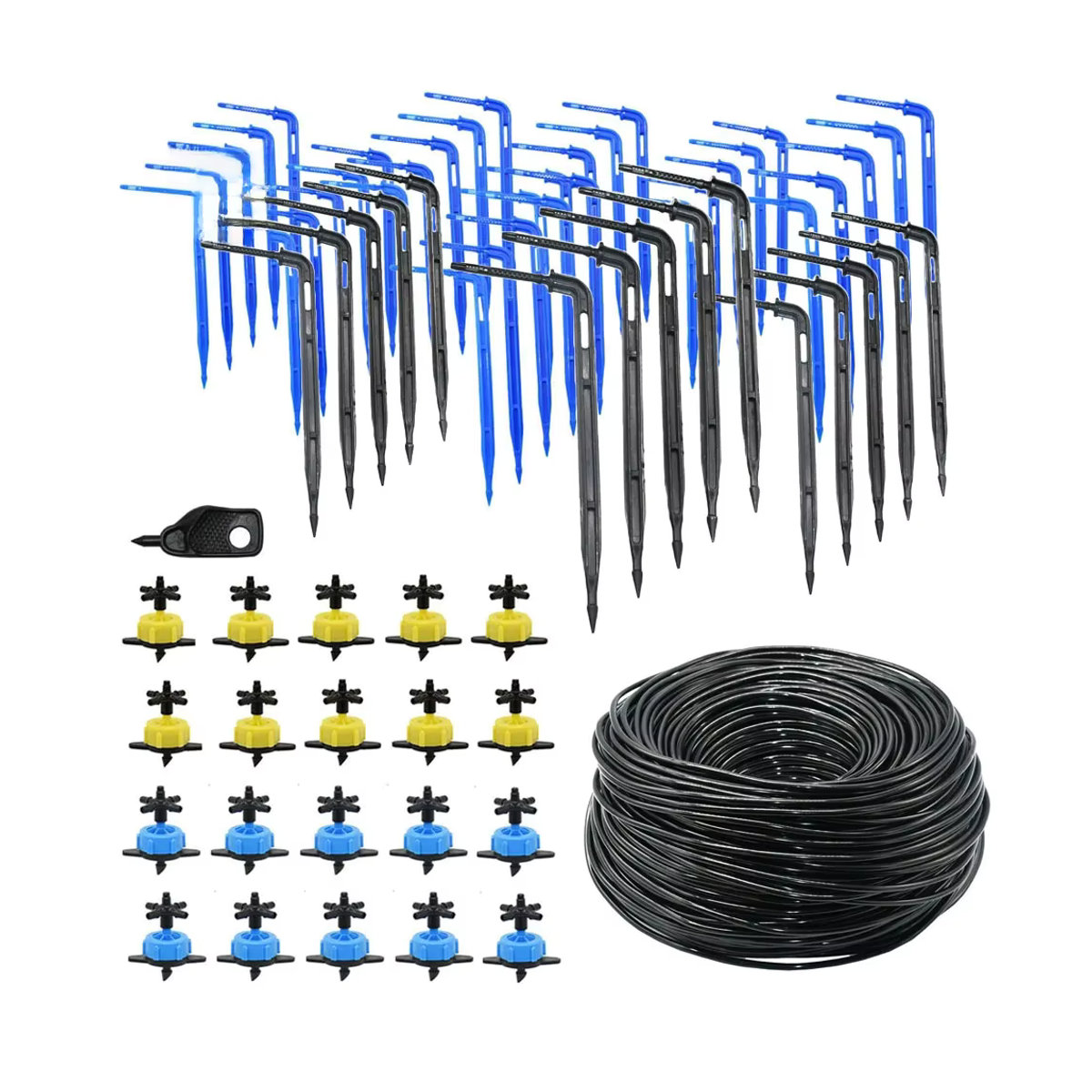 WHWH Micro-Drip Bewässerungssystem mit 2-Wege und 4-Wege Wasserverteiler und Emitter in Schwarz - Bild 4