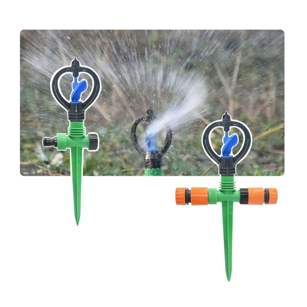 WHWH Rotierende Gartenrasen Sprinkler mit Außengewinde und Streudüse in Grün - Bild 1