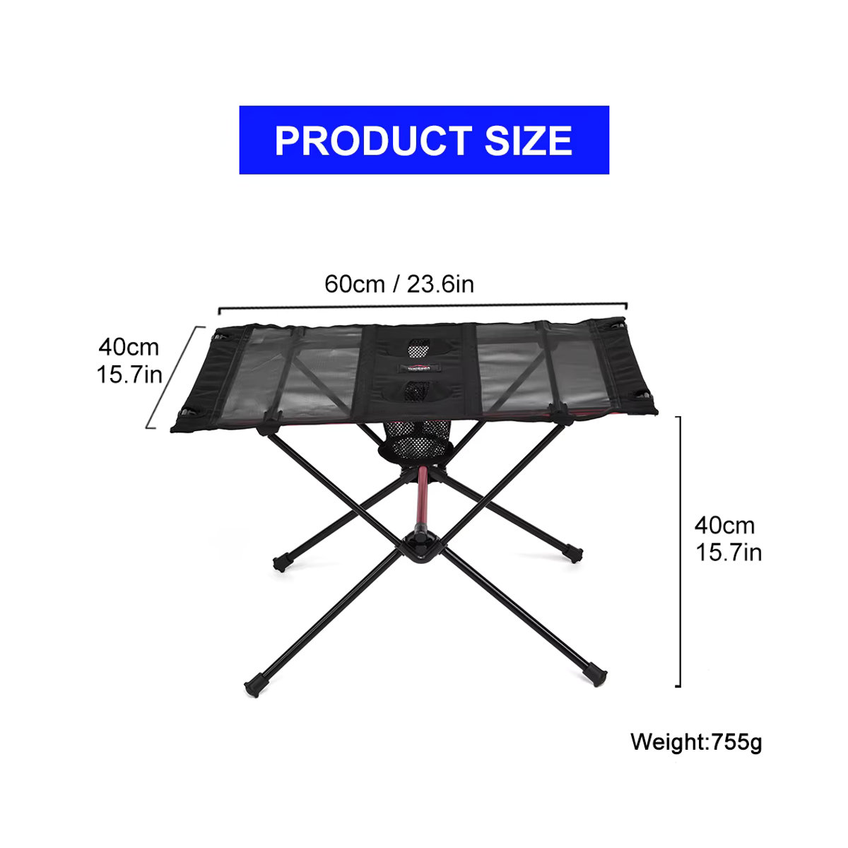 Widesea Camping-Klapptisch aus Metall in Schwarz für Picknick und Outdoor-Aktivitäten - Bild 2