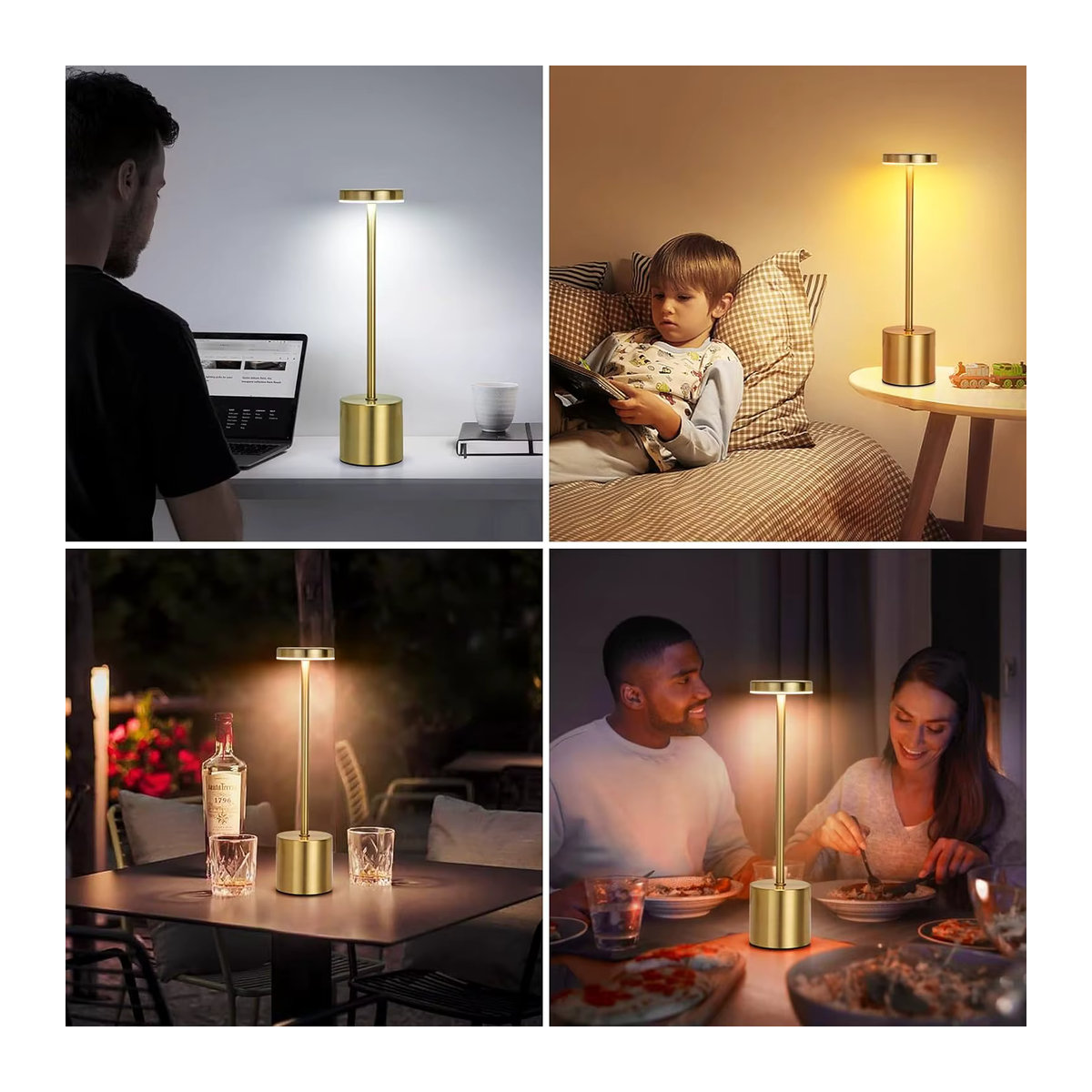 Wiederaufladbare LED Metall Tischlampe mit Touch-Funktion und drei Lichtfarben für Nachttisch und Dekoration - Bild 5