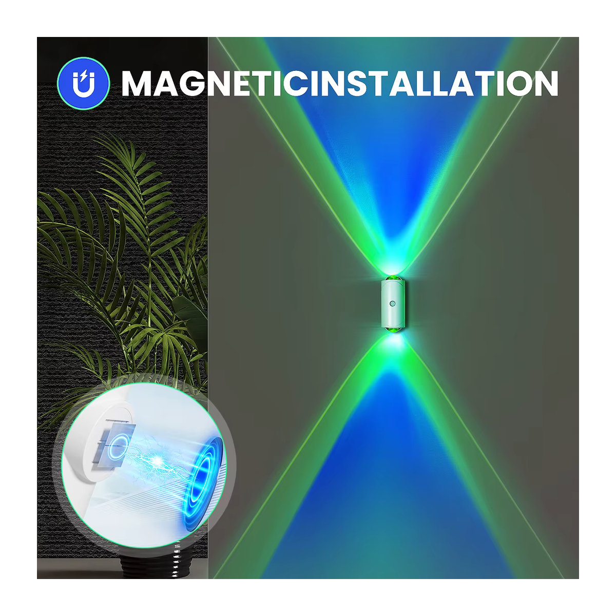 Wiederaufladbare LED-Nachtlichter mit Bewegungsmelder von aiopp, dimmbare RGB-Wandleuchten in Weiß und Bunt, magnetische Innenlampen aus Kunststoff im minimalistischen Design - Bild 3