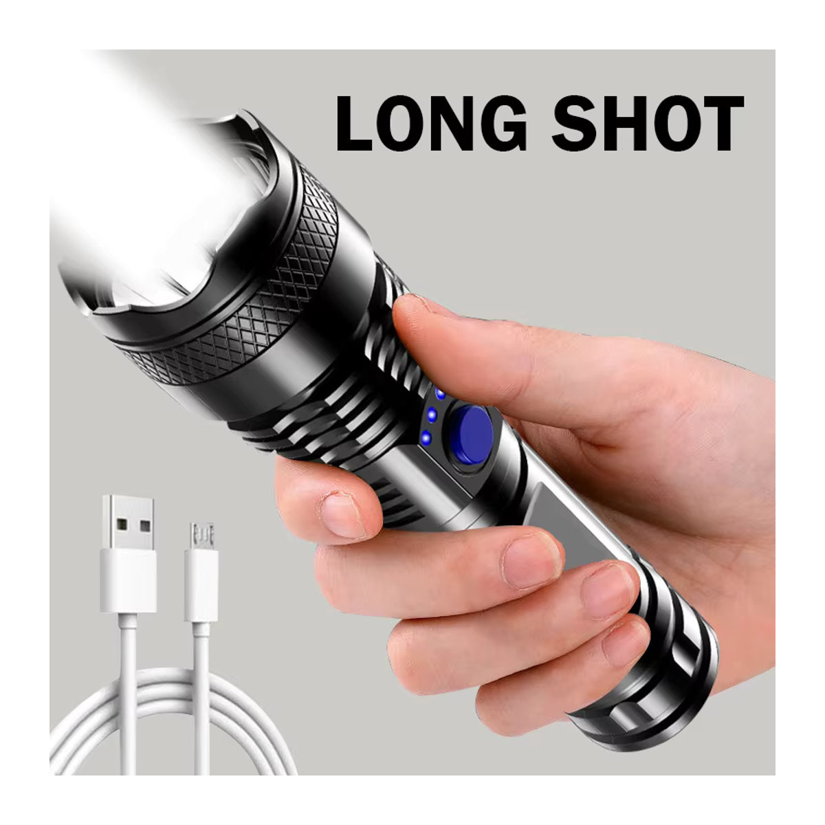 Wiederaufladbare LED Taschenlampe mit 3 Modi und 18650 Akku, wasserdicht für Camping und Wandern - Bild 6