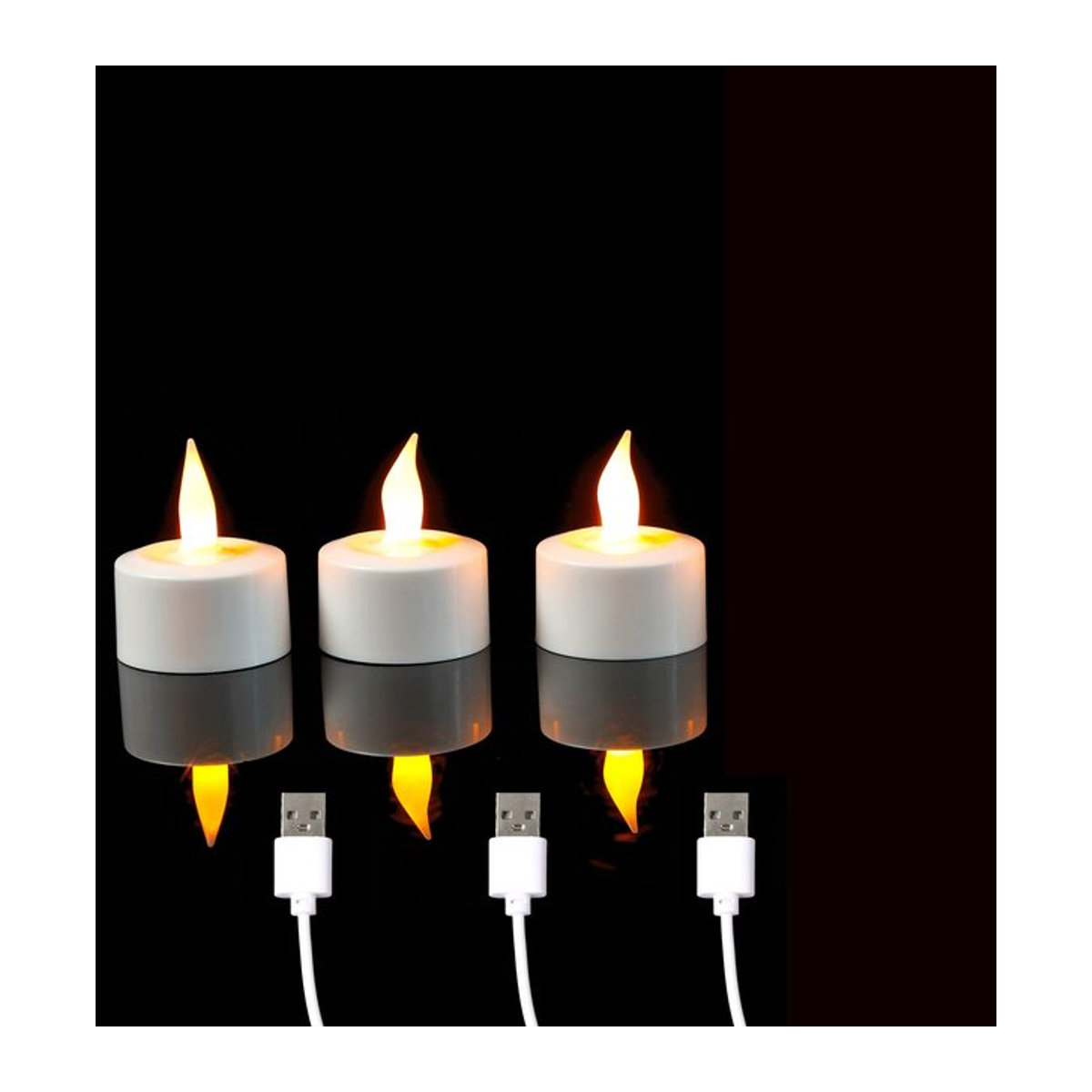 Wiederaufladbare weiße LED-Teelichter mit USB-Aufladung für eine flammenlose Weihnachtsdekoration - Bild 1