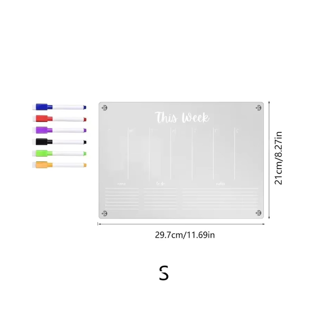 Wiederverwendbare Acryl-Magnet-Kühlschranktafel in Transparent als rechteckige Planertafel für Nachrichten und Kalender - Bild 3