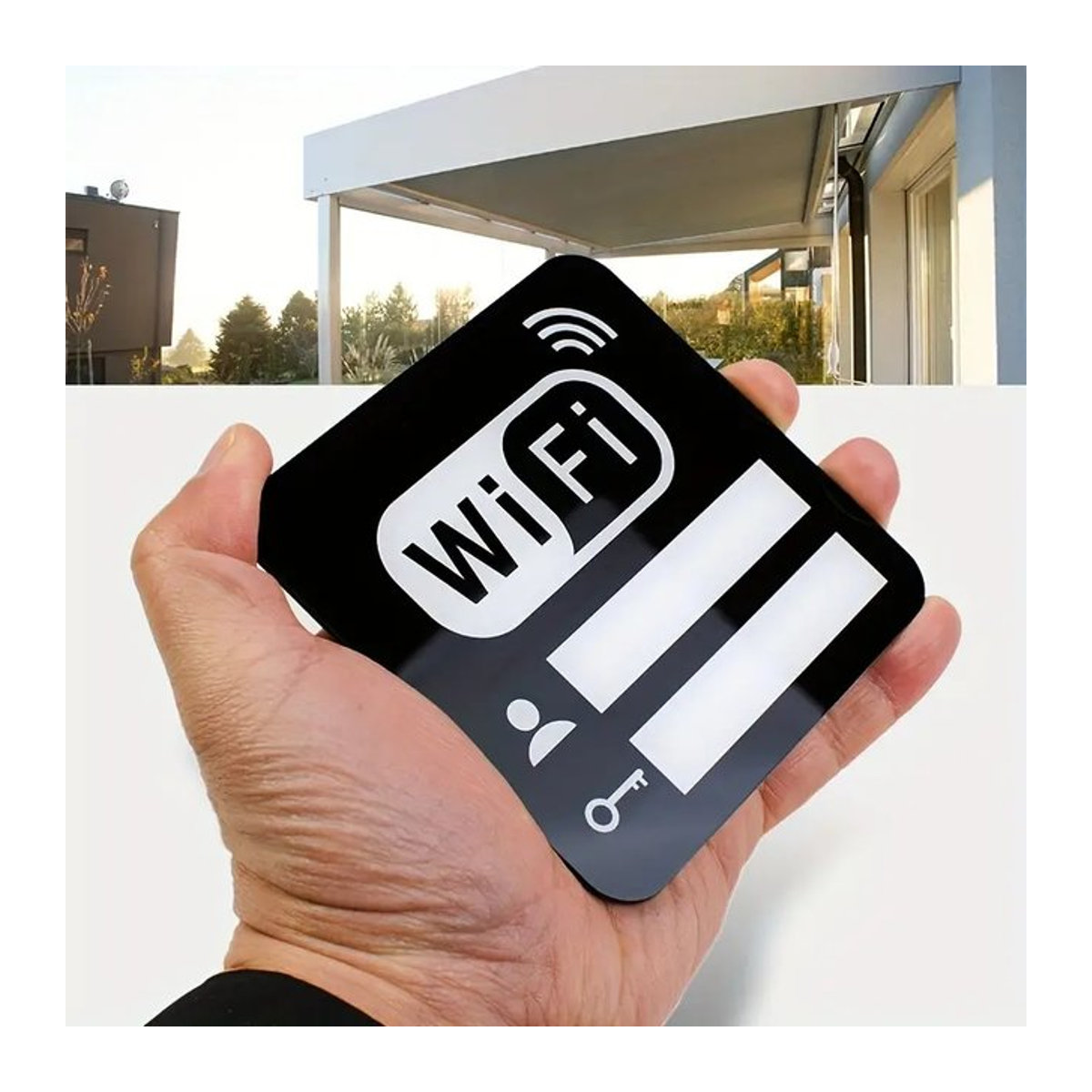 WiFi Logo Spiegel Wandaufkleber aus Acryl in Schwarz, B/H: 10 x 10 cm - Bild 1