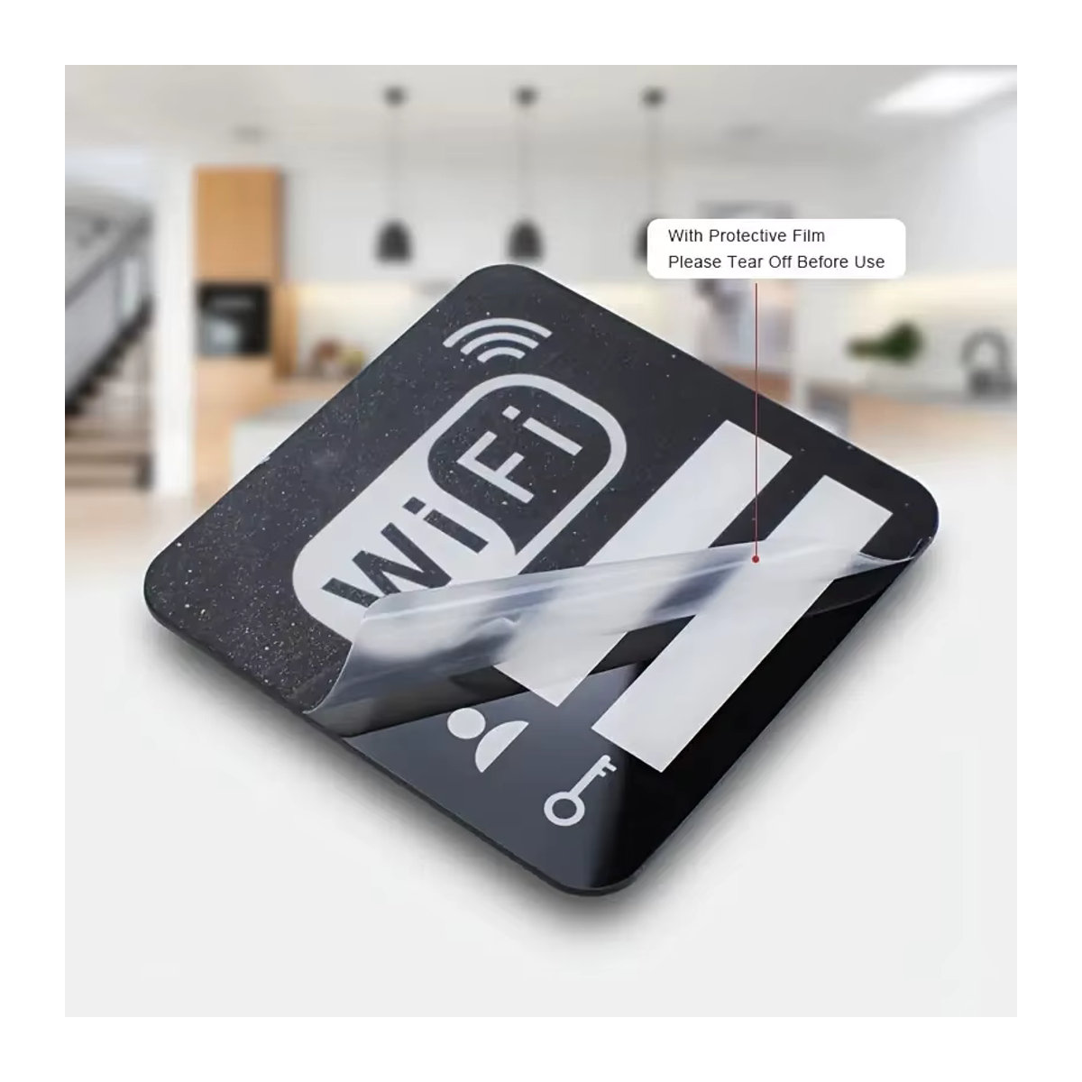WiFi Logo Spiegel Wandaufkleber aus Acryl in Schwarz, B/H: 10 x 10 cm - Bild 3