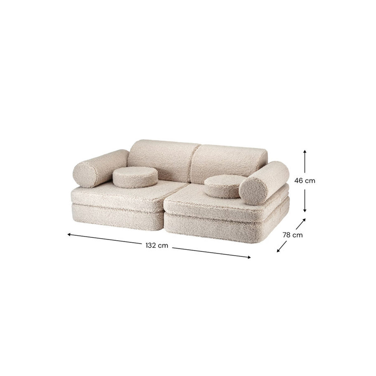 Wigiwama Modulsofa Teddy in Bouclé aus Polyester, Farben: Braun und Beige, B/T/H: 132 x 78 x 46 cm - Bild 4
