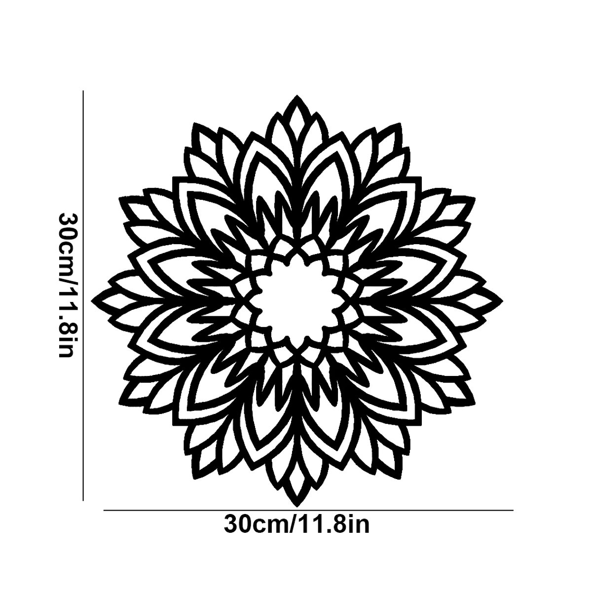 Wildblumen-Mandala-Wanddekoration aus Metall in Schwarz, Wandschild mit floralem Design für dein Zuhause - Bild 4