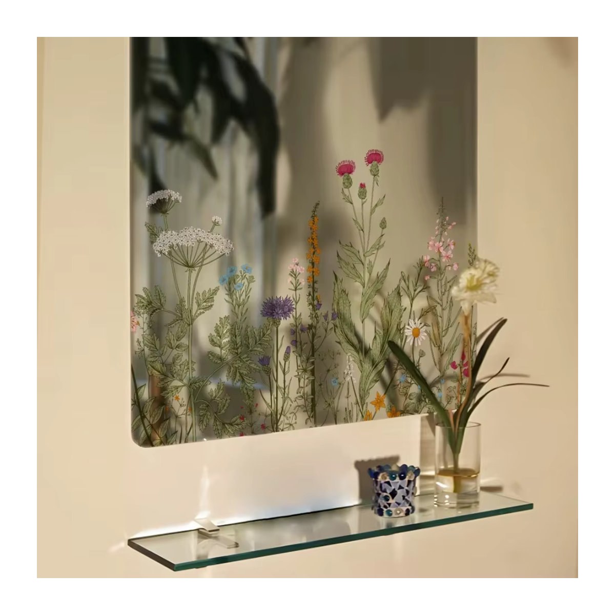 Wilde Blumen Wandaufkleber aus PVC für Küchenrückwand und Esszimmer als botanischer Wandrandaufkleber zum Abziehen und Aufkleben, Breite: 115 cm, Höhe: 115 cm - Bild 3