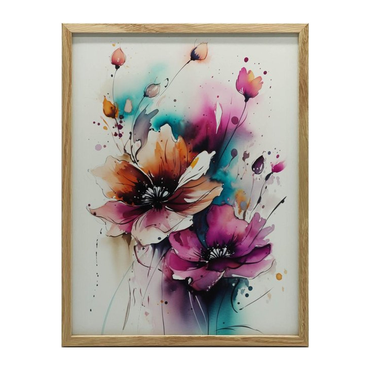Wilde Natur in Blumen Wandbild mit Aluminiumrahmen in Schwarz, B: 30 cm, H: 40 cm - Bild 1