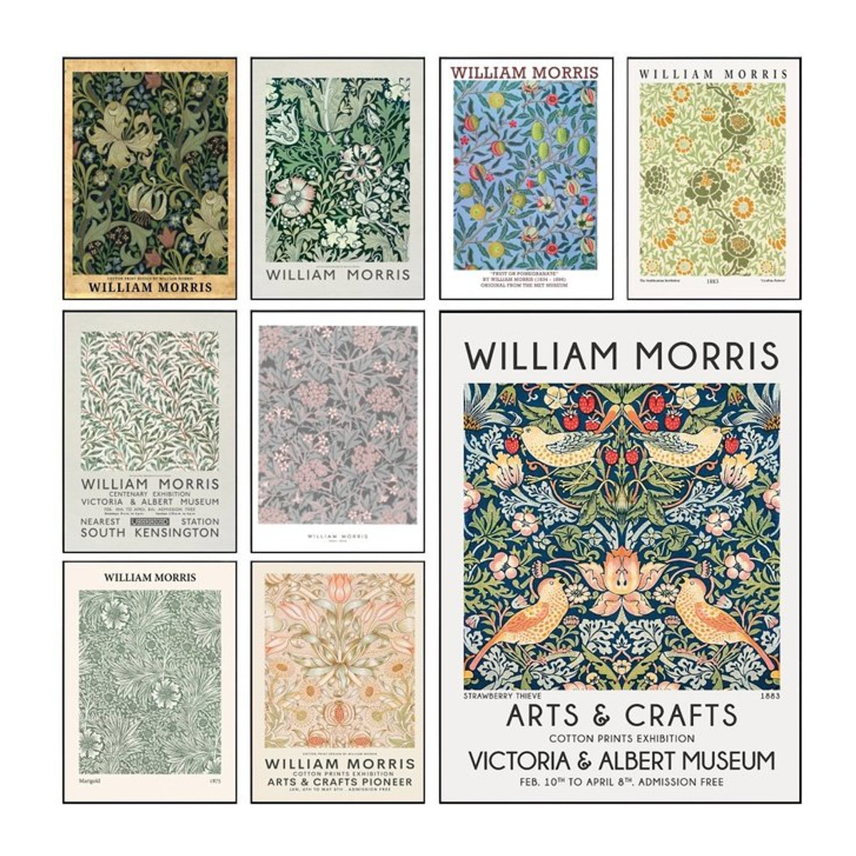 William Morris Vintage Kunstplakat Floral als wasserdichter selbstklebender Papieraufkleber für deine Wanddekoration in Mehrfarbig - Bild 1