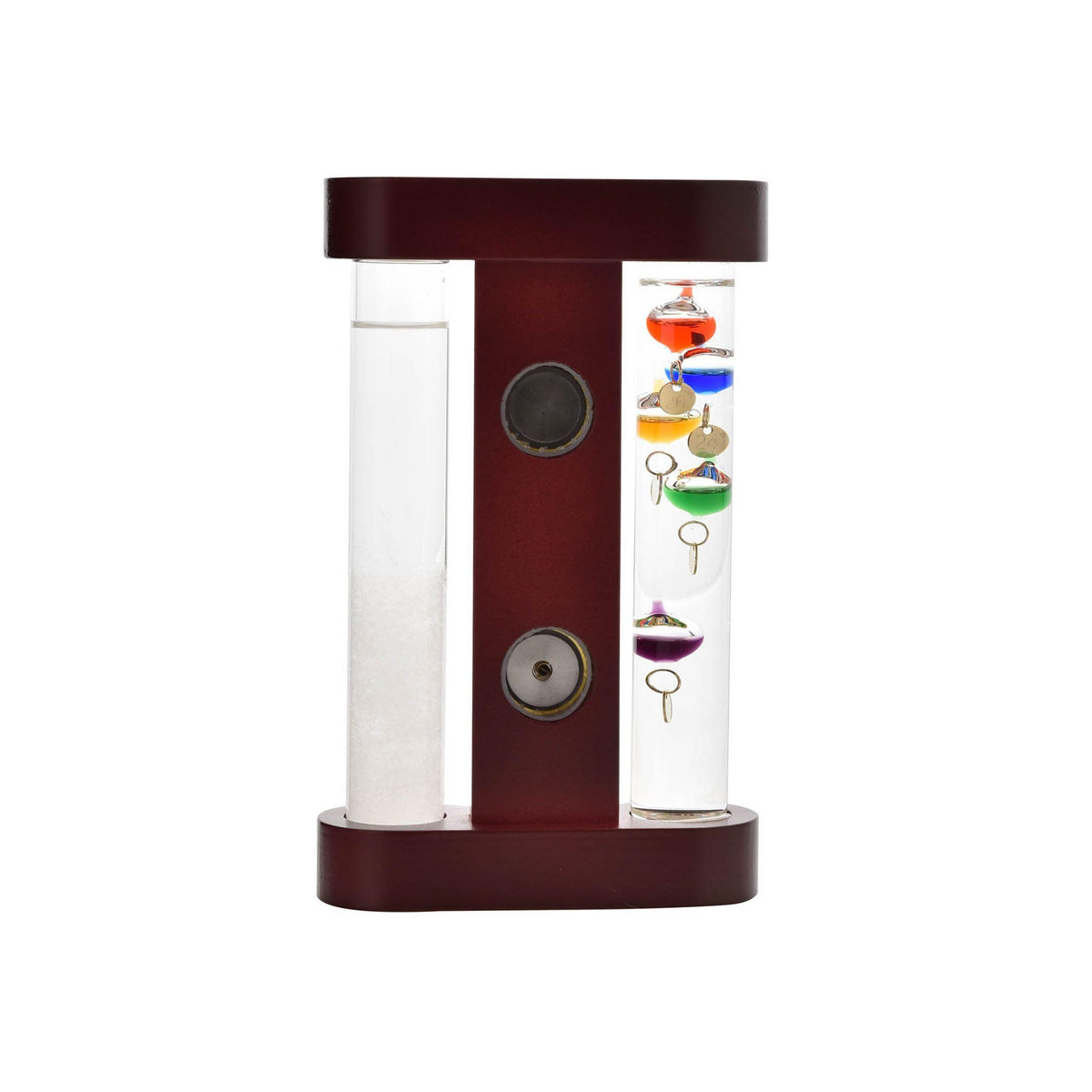 William Widdop Galileo Thermometer und Sturmglas in Mahagonibraun mit 5 Kugeln, Höhe: 18 cm - Bild 2