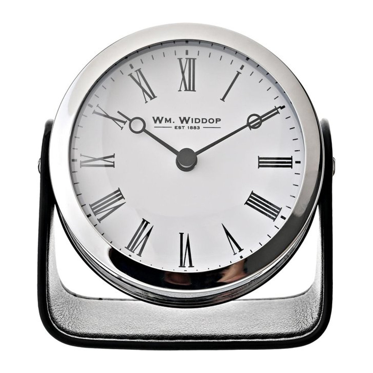 William Widdop Kaminuhr auf Ständer in Silber und Schwarz, analog, B/T/H: 10,5 x 10,0 x 6,5 cm - Bild 1