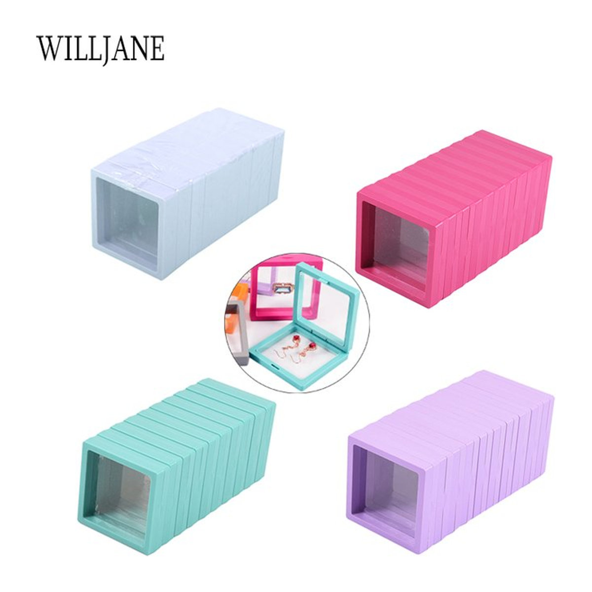WILLJANE 3D-Displayhalter mit schwebendem Rahmen als Ornament-Organizer, 10 Stück, schwarz und mehrfarbig, rechteckig aus Kunststoff - Bild 1