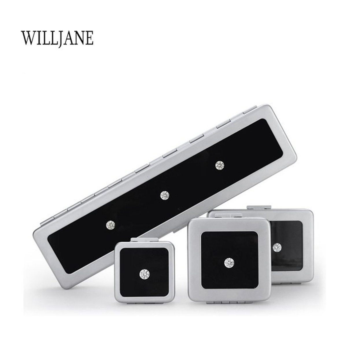 WILLJANE Schmuck Aufbewahrungsbox aus Metall und Glas in Schwarz und Silber für Edelsteine und Perlen - Bild 1