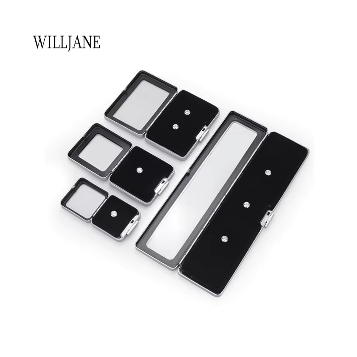 WILLJANE Schmuck Aufbewahrungsbox aus Metall und Glas in Schwarz und Silber für Edelsteine und Perlen - Bild 3