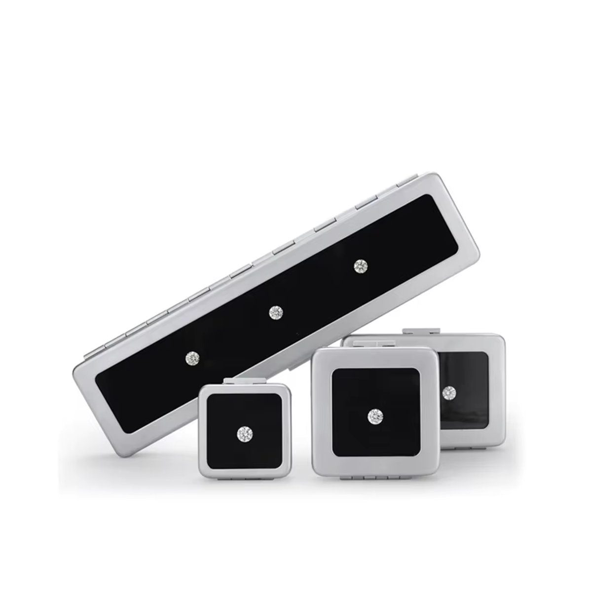 WILLJANE Schmuck Aufbewahrungsbox aus Metall und Glas in Schwarz und Silber für Edelsteine und Perlen - Bild 4