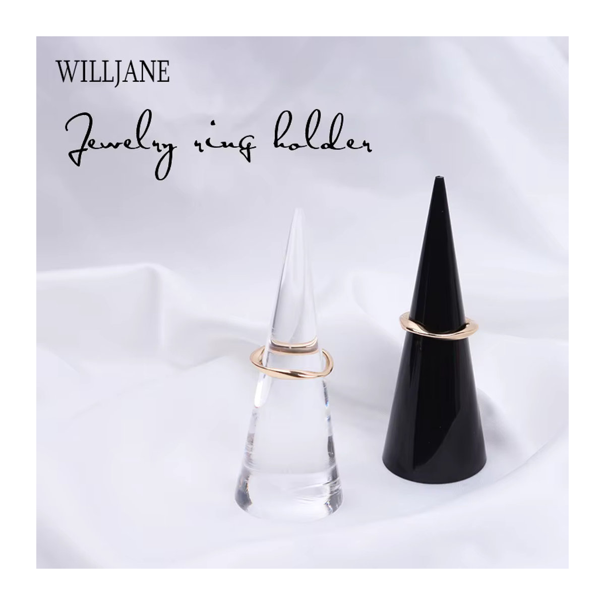 WILLJANE Schmuck Ring Display Stand aus Holz und Kunststoff in Braun für ästhetische Fotografie und Präsentation - Bild 2