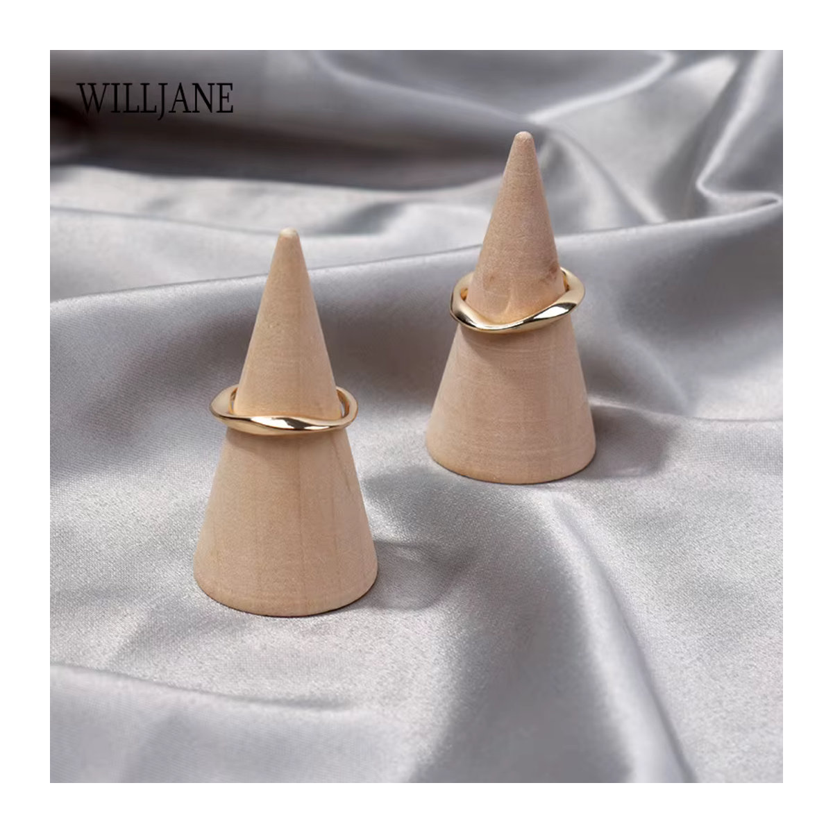 WILLJANE Schmuck Ring Display Stand aus Holz und Kunststoff in Braun für ästhetische Fotografie und Präsentation - Bild 4