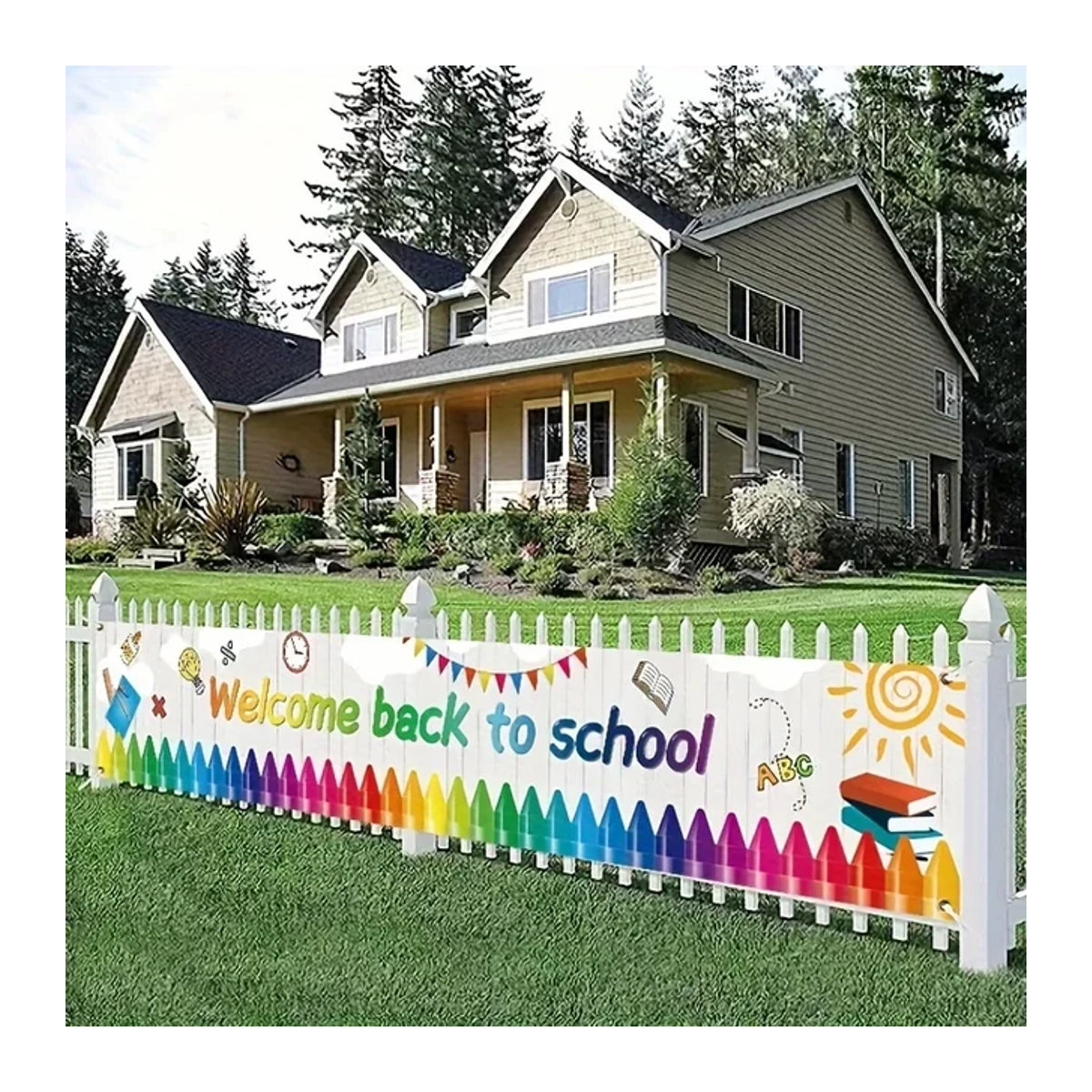 Willkommen zurück zur Schule Banner als mehrfarbige Dekoration für Klassenzimmer, Büro und Außenbereiche - Bild 1