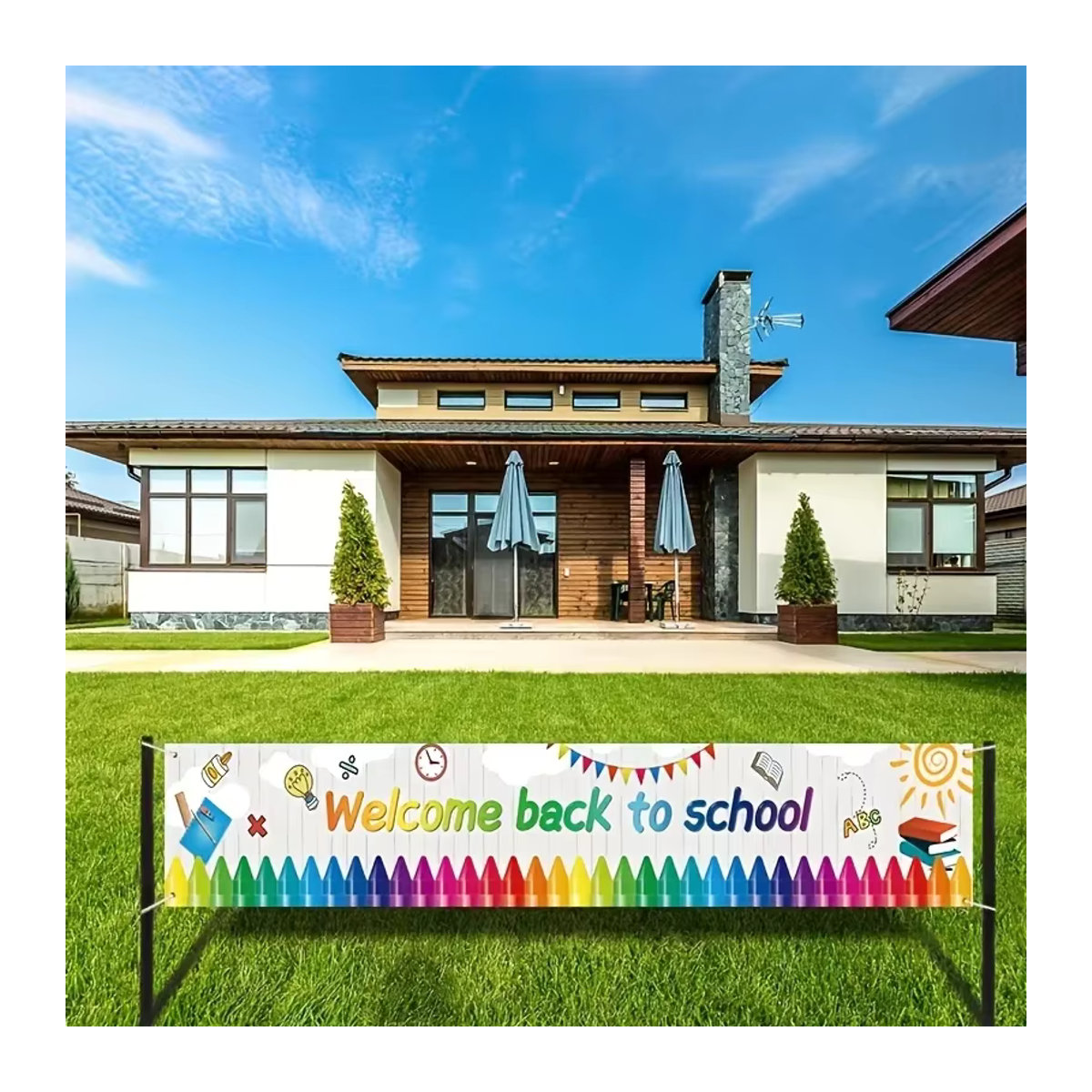 Willkommen zurück zur Schule Banner als mehrfarbige Dekoration für Klassenzimmer, Büro und Außenbereiche - Bild 2