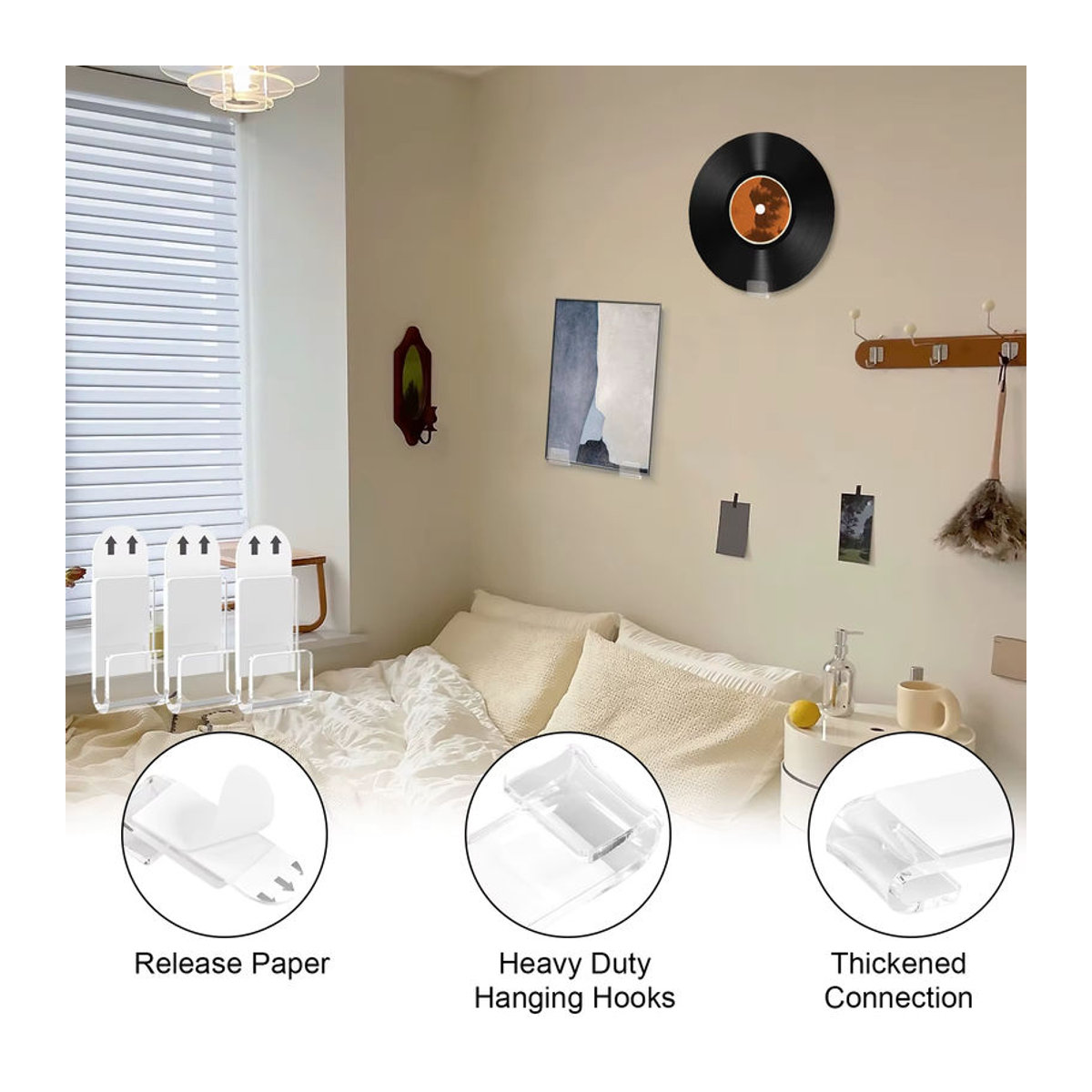 Willstar 18er Set Acryl Platten Halter Transparent Selbstklebend Wandmontiert für Vinyl und Album Display - Bild 2