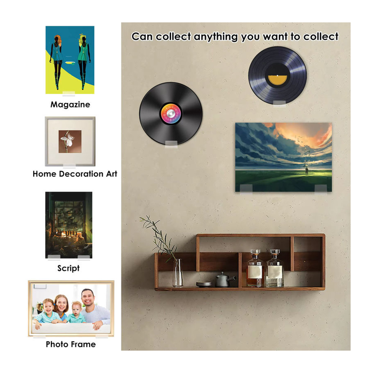 Willstar 18er Set Acryl Platten Halter Transparent Selbstklebend Wandmontiert für Vinyl und Album Display - Bild 3