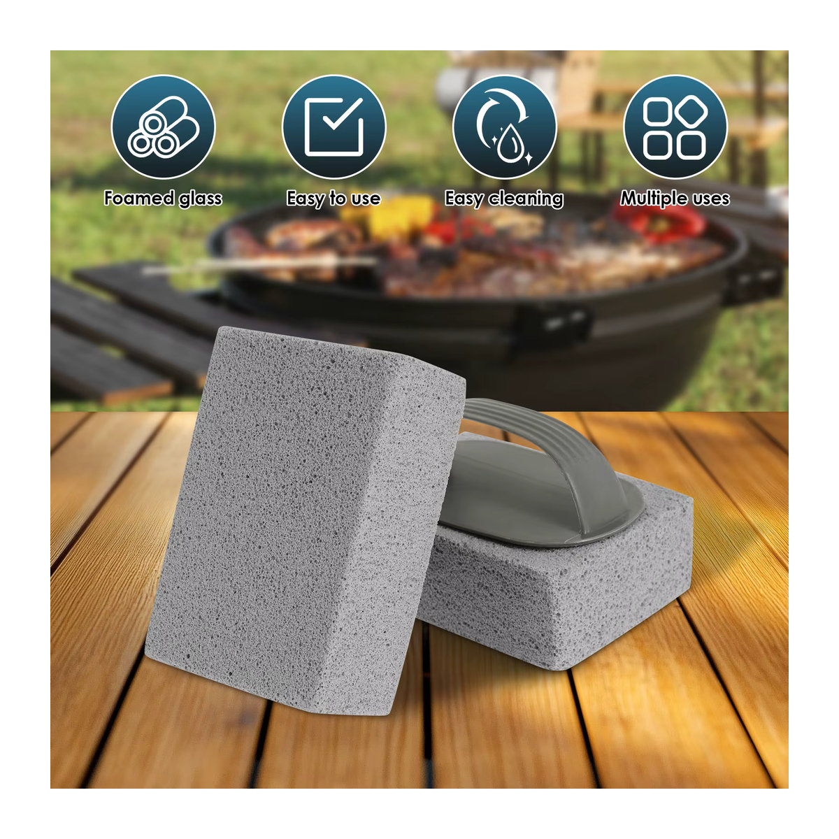Willstar 7er Set BBQ Grill Reinigungs-Bimssteine mit Pinsel zur Fleckentfernung und Reinigung von Grill und Pool - Bild 4
