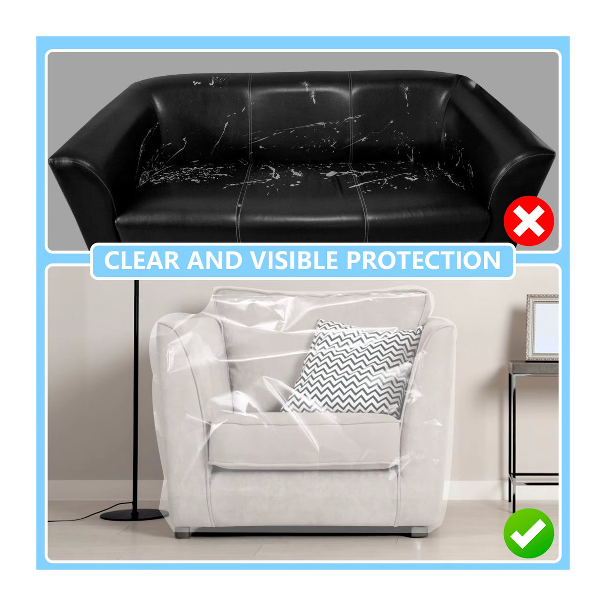 Willstar Couchbezug aus PE, wasserdichter und staubdichter Sofabezug in Transparent als Katzenkratzschutz für 1 bis 4 Sitze - Bild 2