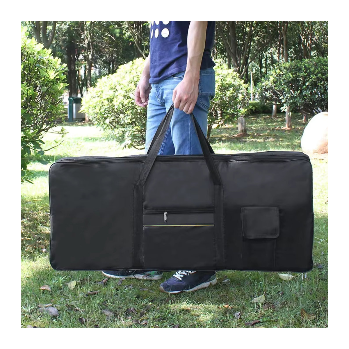 Willstar Gigbag für 61-Tasten-Tastatur in Schwarz, gepolsterte E-Piano-Hülle aus 420D Oxford-Stoff mit verstellbarem Schultergurt - Bild 6