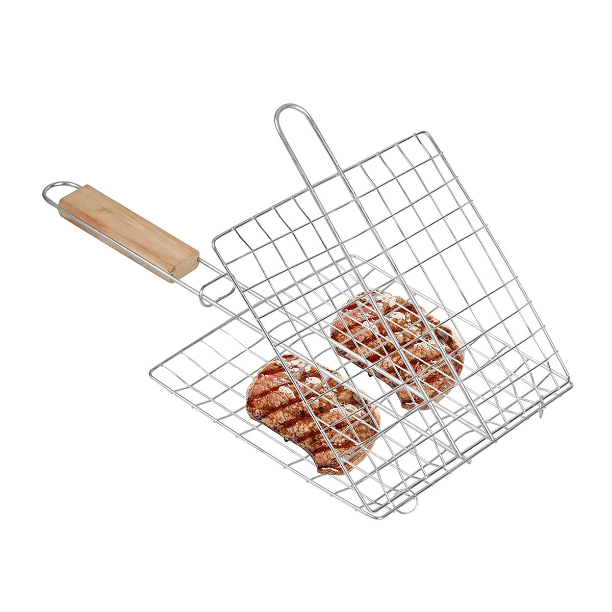 Willstar Grillkorb aus Edelstahl, zusammenklappbares Grillnetz mit Griff für Fisch, Gemüse und Garnelen - Bild 3
