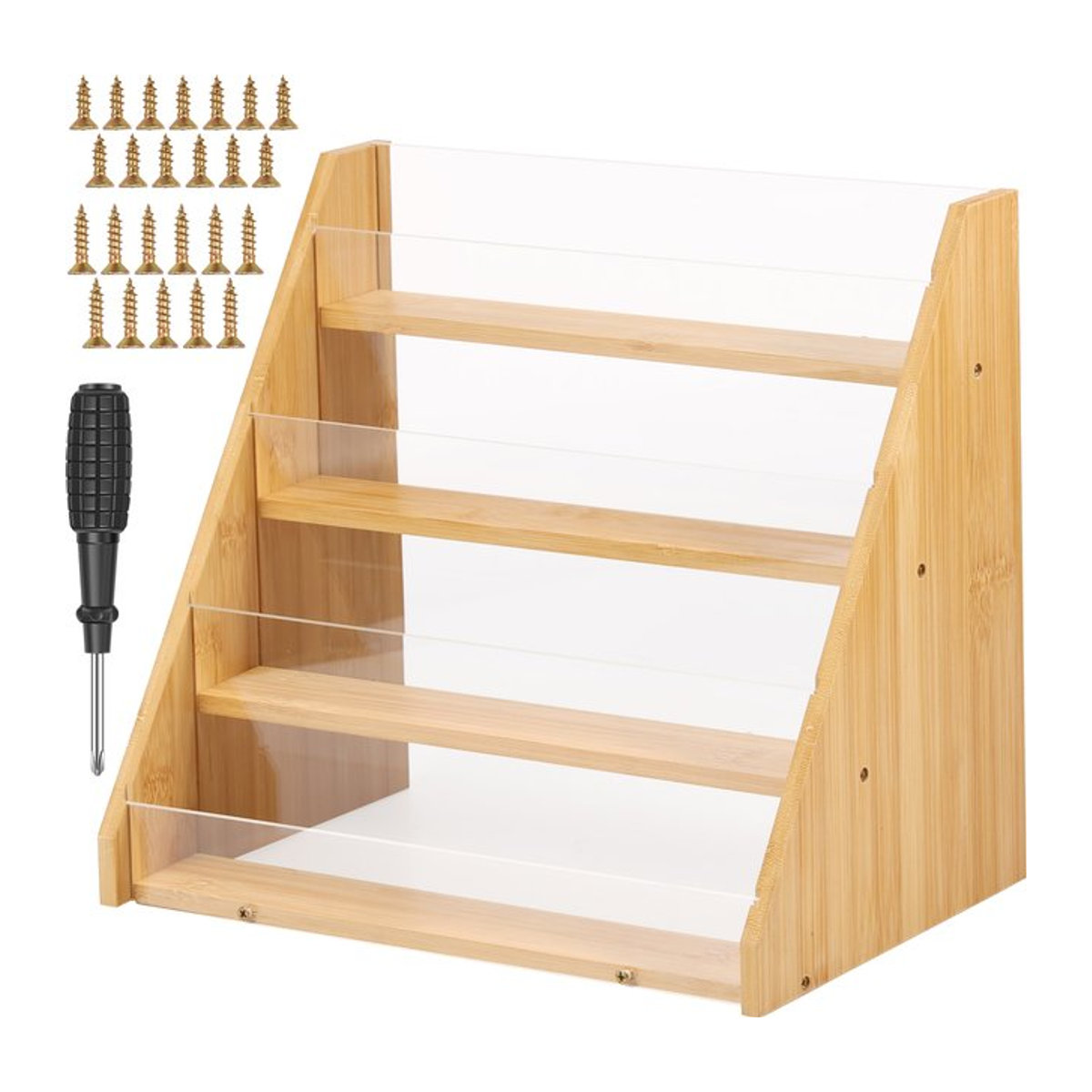 Willstar Kartenständer aus Bambus in Braun, Multifunktionaler mehrschichtiger Postkartenhalter und Schreibtisch-Organizer im minimalistischen Design - Bild 1