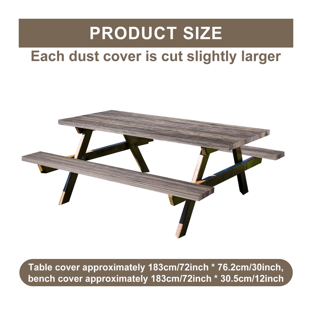Willstar Picknick Tischdecke und Bank Set aus wasserdichtem Polyester mit Holzmaserung, 3-teiliges Set für Camping und Outdoor-Partys - Bild 3