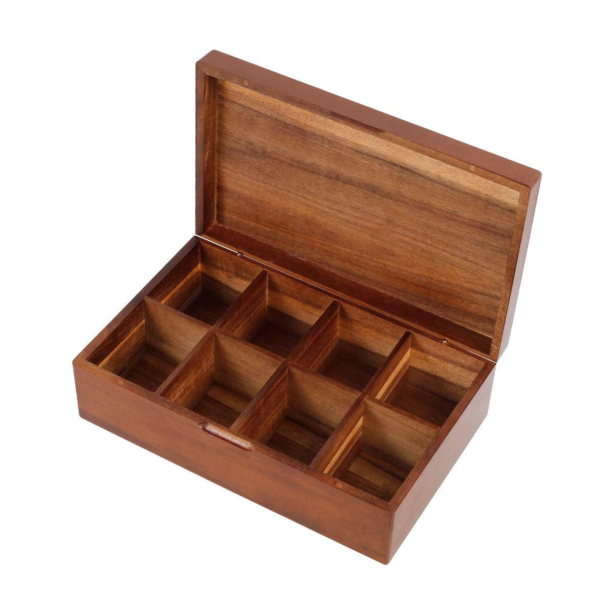 Willstar Teebox aus Holz in Braun mit 4/8 Gittern und Deckel, quadratische Tee-Aufbewahrungsbox für deine Organisation - Bild 2
