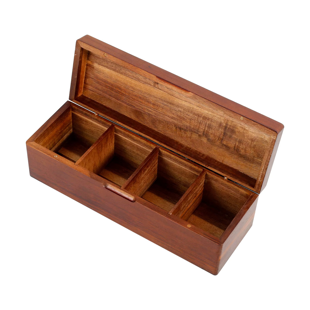 Willstar Teebox aus Holz in Braun mit 4/8 Gittern und Deckel, quadratische Tee-Aufbewahrungsbox für deine Organisation - Bild 3