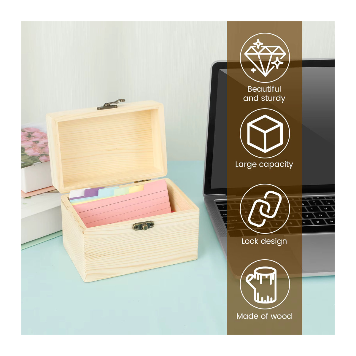 Willstar Visitenkarten-Aufbewahrungsbox aus Holz für bis zu 150 Karten und Sammelkarten-Organizer - Bild 2