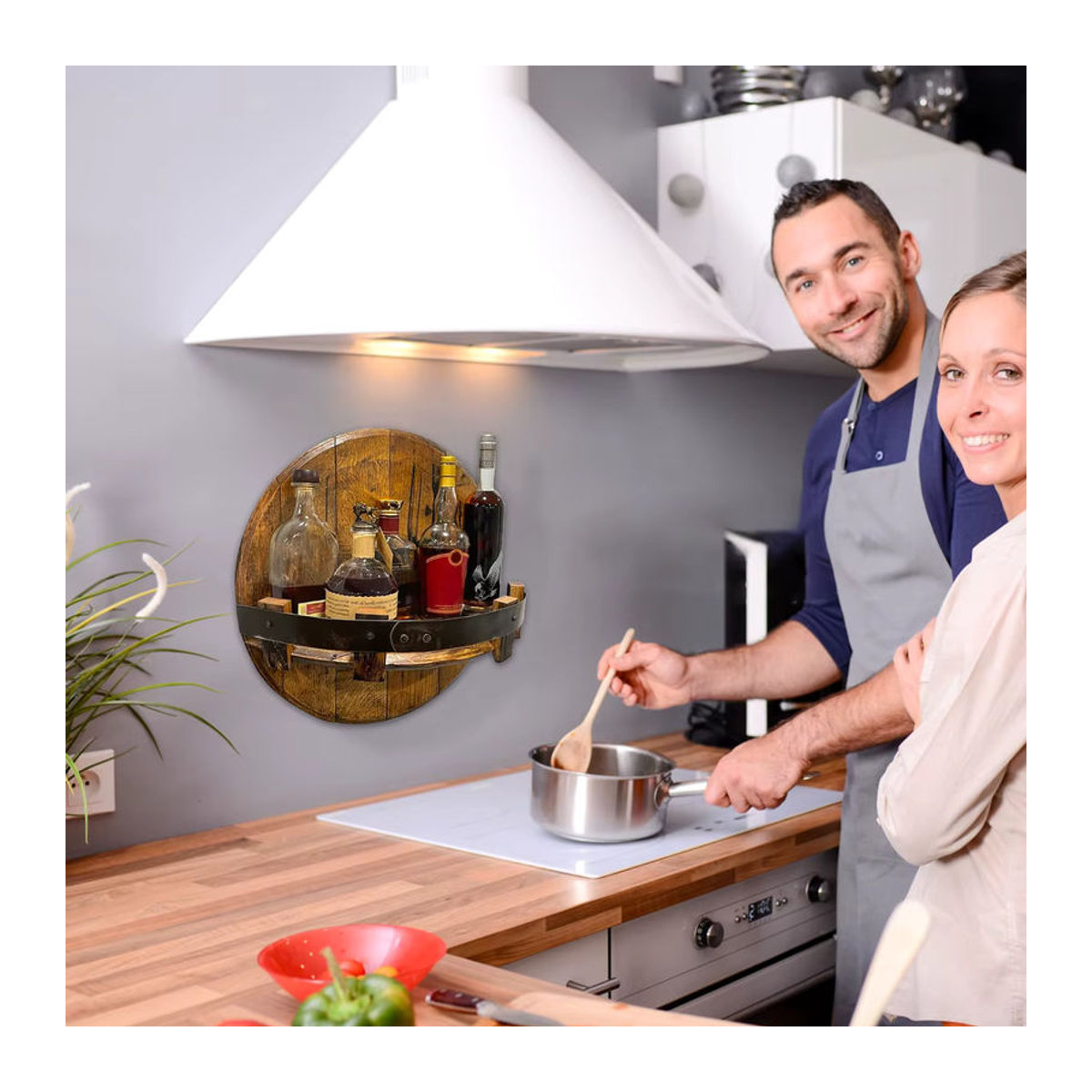 Willstar Wandregal aus Holz in Braun im Vintage-Design für Weinflaschen und Whisky als Home Bar Zubehör - Bild 3